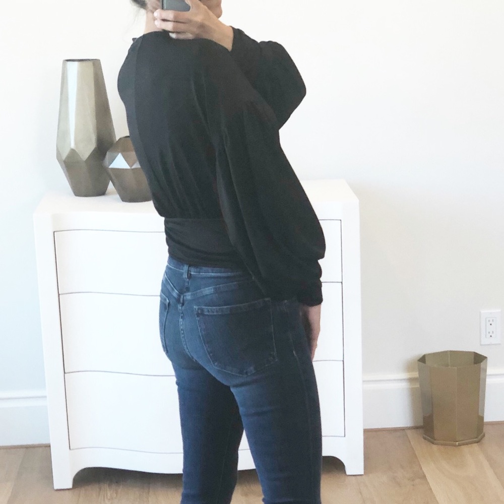 Black Surplice Long Sleeve Top Small - Picture 8 of 8